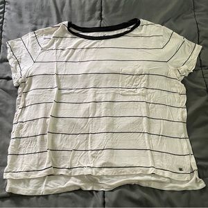 American Eagle White & Black Striped T-shirt, Size L
